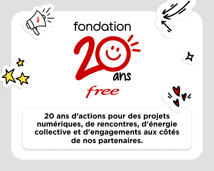 20 ans de la Fondation Free — 20 ans d’actions pour des projets numériques, de rencontres, d’énergie collective et d’engagements aux côtés de nos partenaires